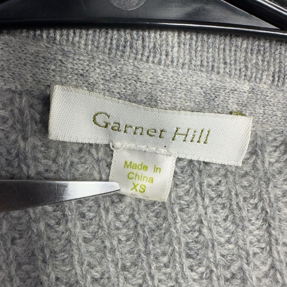 Garnet Hill Cardigan Womens XS Gray Wool Cashmere Open Front Minimalist Career - Picture 5 of 9